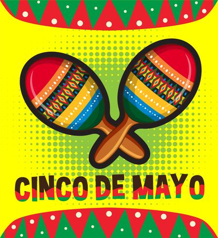 Plantilla de tarjeta de cinco de mayo con maracas. vector