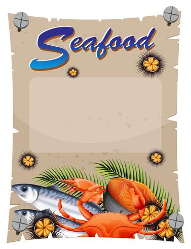 Plantilla de banner con mariscos vector