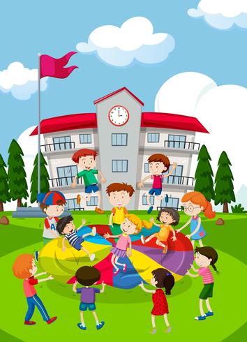 Children playing at school vector