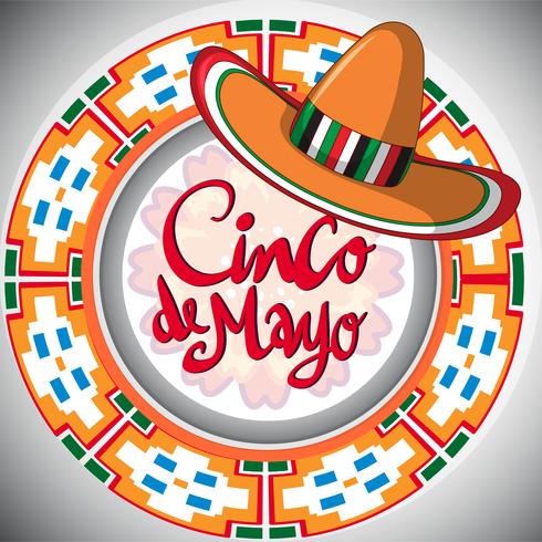 Diseño de Cinco de Mayo con sombrero mexicano. vector