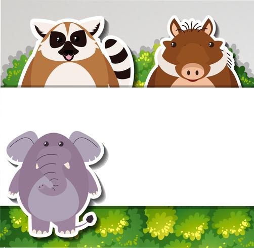 Plantilla de banner con animales lindos vector