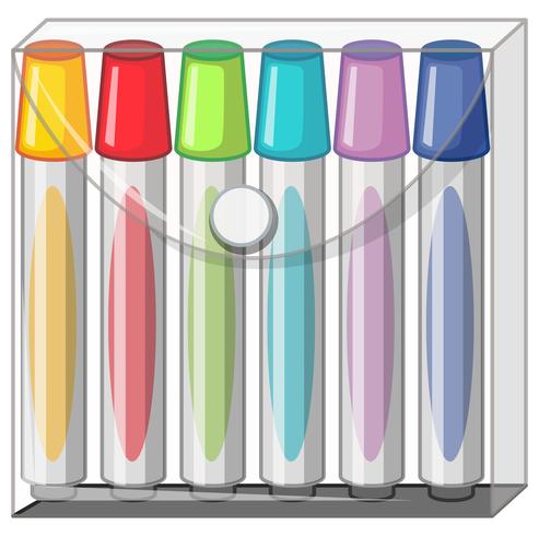 Color markers in plastic bag vector