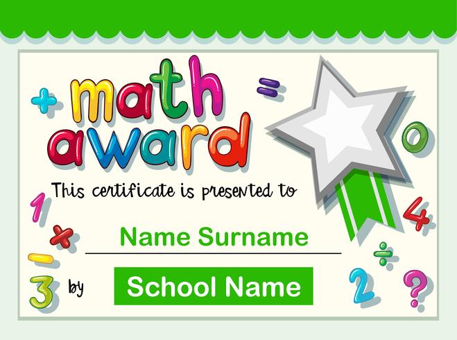 Certificate template for math award vector