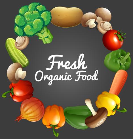 Poster design with organic vegetables vector