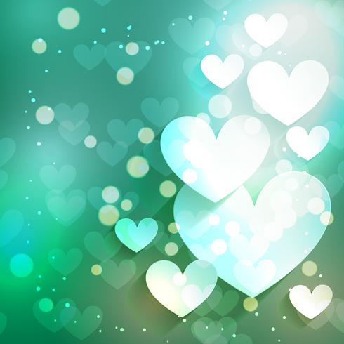 valentine day heart background with bokeh effect vector