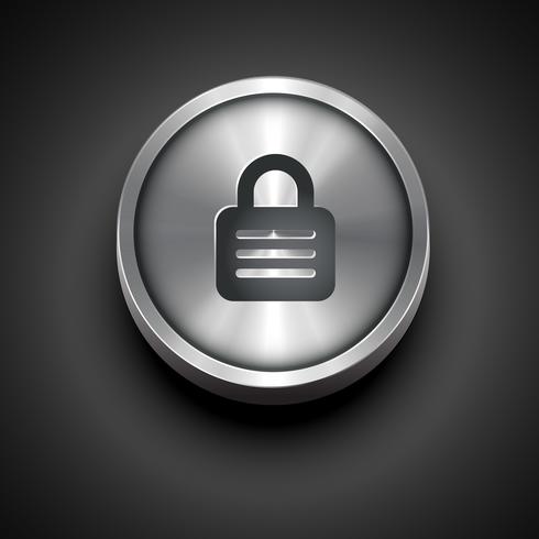 metallic lock icon vector