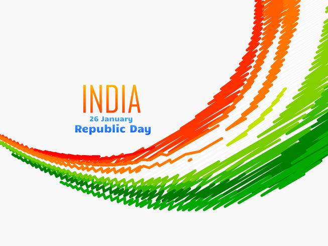 diseño de la bandera india en estilo de onda vector