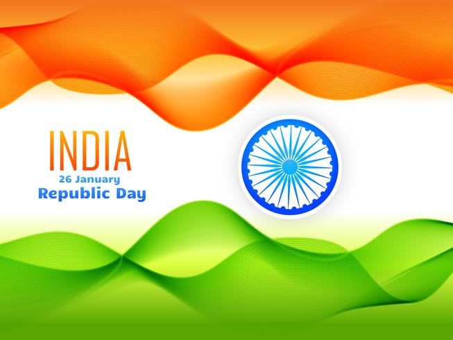 Diseño de la bandera del día de la república india hecho con onda tricolor vector