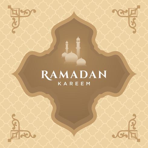 Tarjeta de felicitación de Ramadán Kareem y antecedentes islámicos con patrón árabe vector