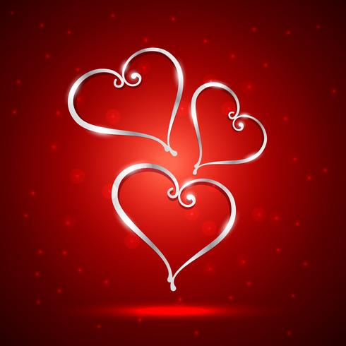 Ilustración hermosa del corazón en fondo rojo vector