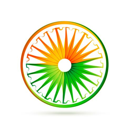 bandera india diseño de la rueda con tri colores vector