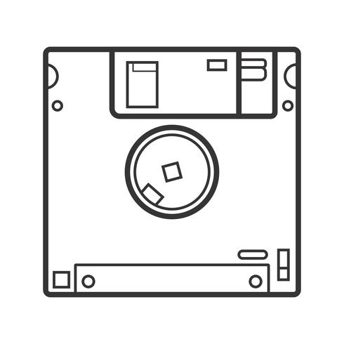 icono de la línea de disquete negro vector