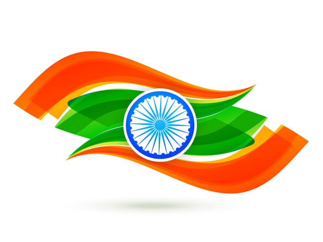 diseño de bandera india con estilo de onda en tricolor vector