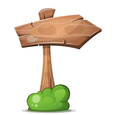 Cartoon wood arrows with bush vector