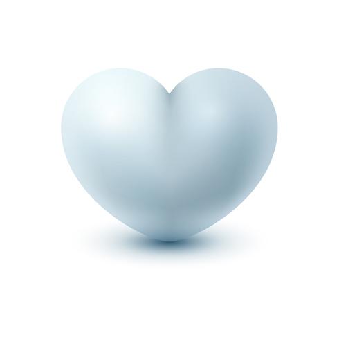 White realistic icon heart on the light background vector