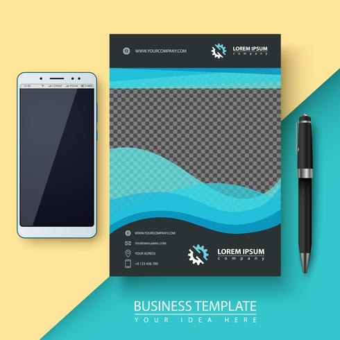 Business template. Paper, smartphone, pen. vector