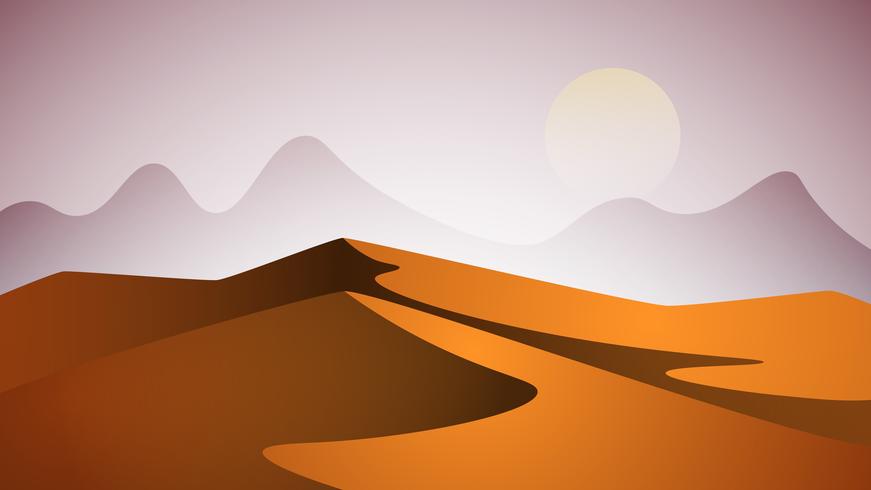 Paisaje del desierto Pirámide y sol. vector