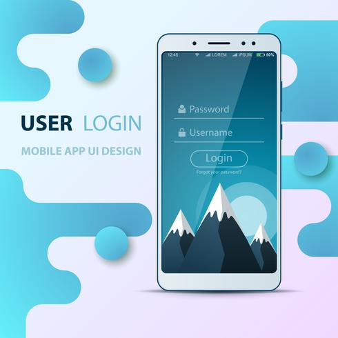 User Interface design. Smartphone icon. Login and password. vector