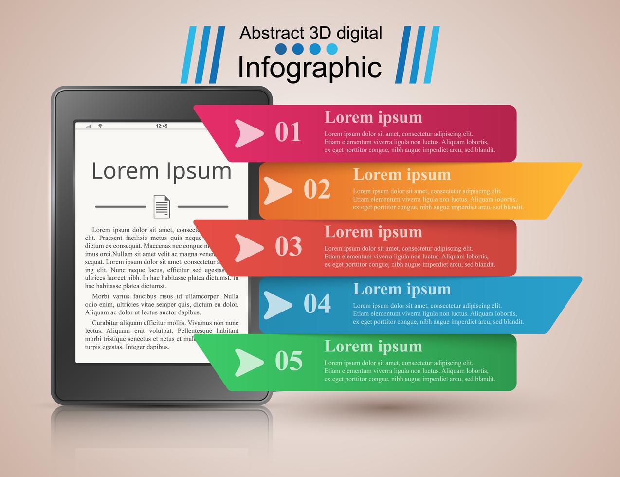 Digital gadget, ebook, book reader. Business infographic. 456286 Vector