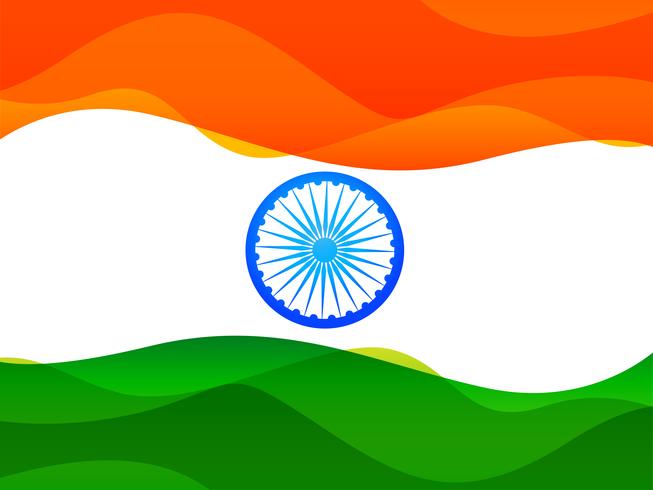 Bandera india hecha en estilo onda simple con tricolor. vector