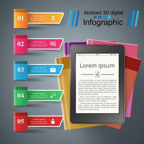 Libro de negocios infografía. Gadget digital. vector