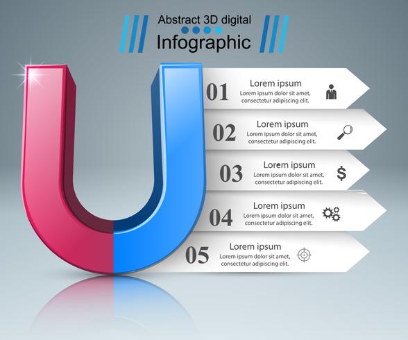 Imán icono realista. Infografía de negocios. vector