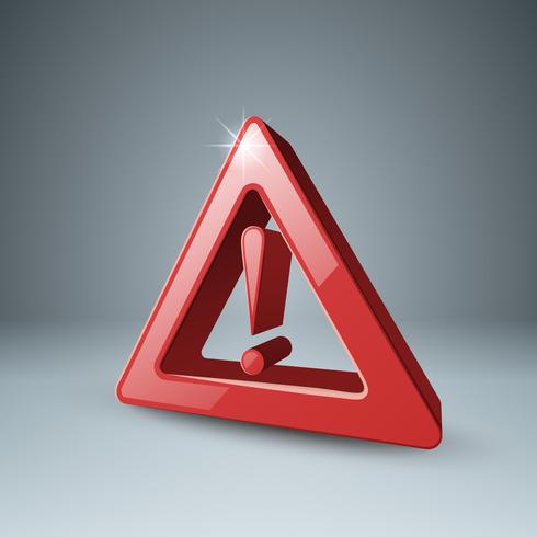 Red 3d icon attention, danger. vector