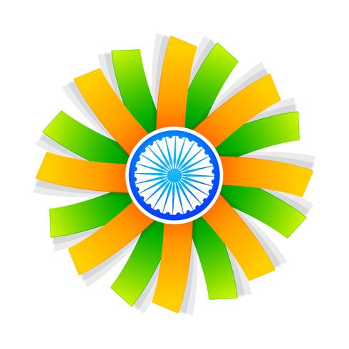 diseño de estilo de bandera india con rueda vector