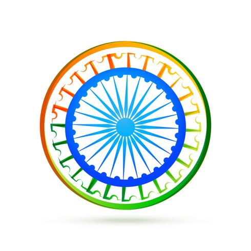 Concepto de diseño de la bandera India con rueda azul vector