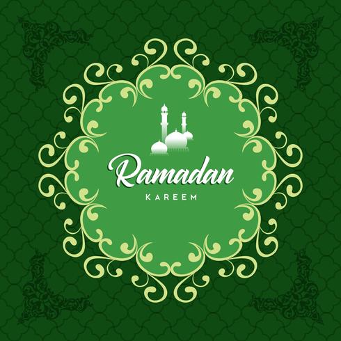 Tarjeta de felicitación de Ramadán Kareem y antecedentes islámicos con patrón árabe vector