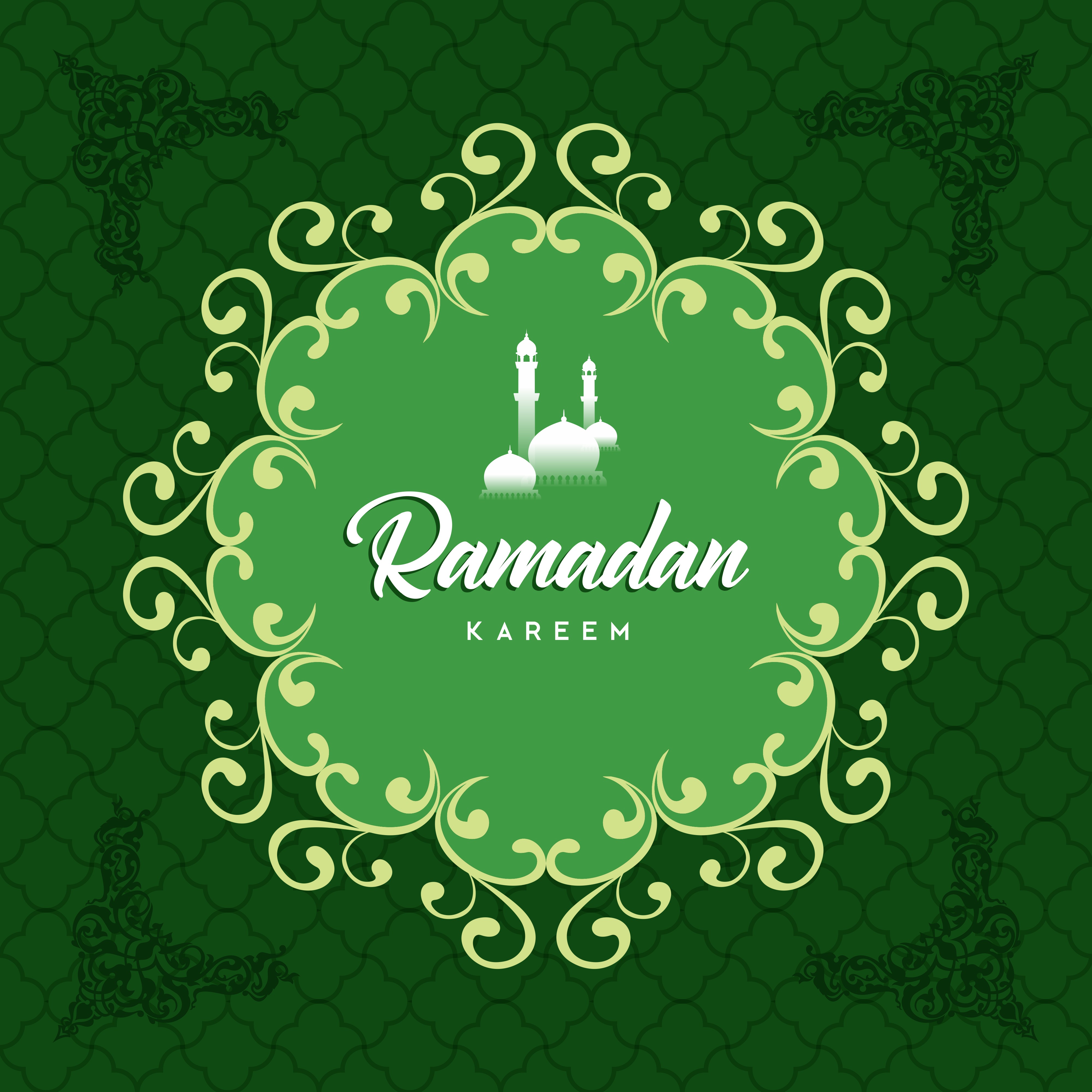 Ramadan Kareem Greeting Card And Background Islamic With Arabic Pattern