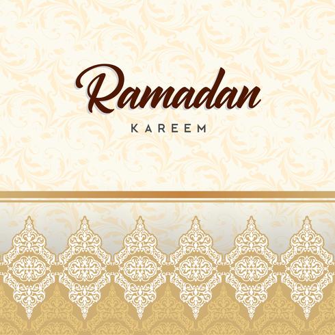 Tarjeta de felicitación de Ramadán Kareem y antecedentes islámicos con patrón árabe vector