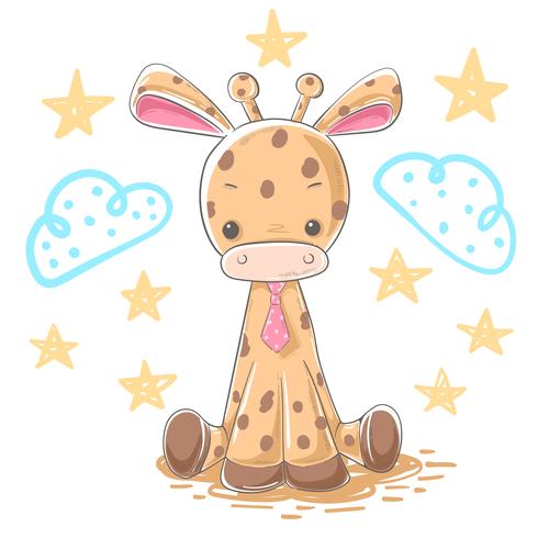 Cartoon giraffe illustration - cartoon characters. vector