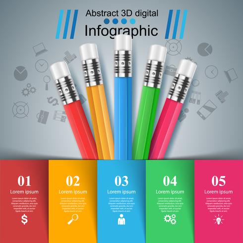 Pencil, education icon. Business infographic. vector