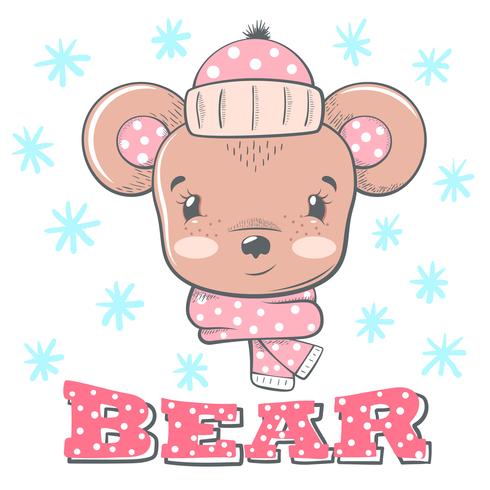 Cute winter illustration. Bear characters. vector