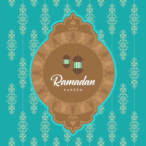 Ramadan Kareem Greeting Card and Background Islamic with Arabic Pattern vector