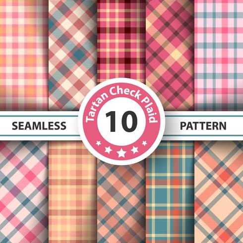 Classic tartan, Picnic tablecloth, Gingham, Buffalo, Lamberjack, Merry Christmas check plaid seamless patterns. vector