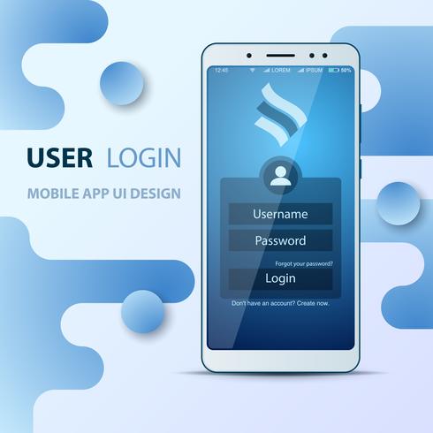 User Interface design. Smartphone icon. Login and password. vector