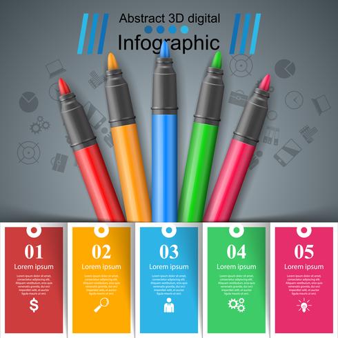 Education infographic. Five items art infographic. vector