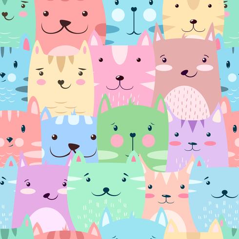 Cat, kitty - cute, funny pattern. vector