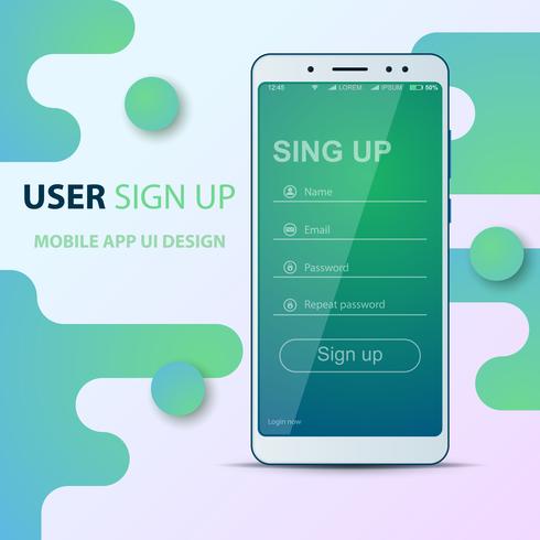 User Interface design. Smartphone icon. Login, password, sign up, register. vector
