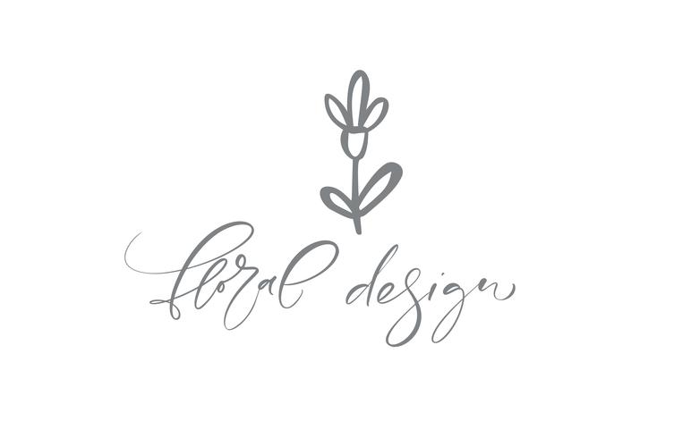 Texto de diseño floral Vector dibujado a mano de moda escandinavo belleza.