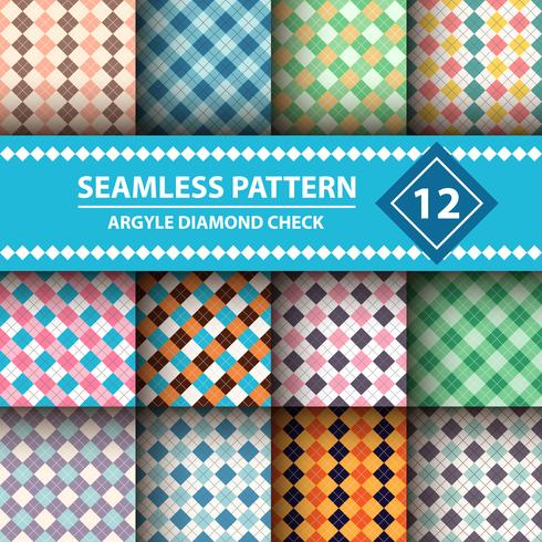 Seamless argyle plaid blue pattern. Diamond check - idea for your print. vector
