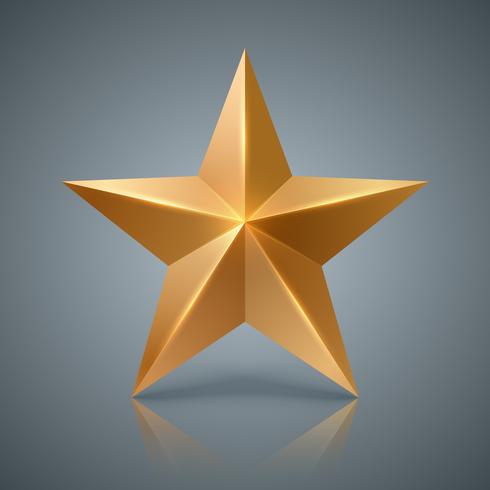 Gold star. 3D realistic icon vector