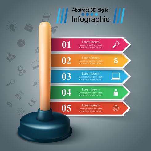 Émbolo 3d realista. Infografía de negocios. vector