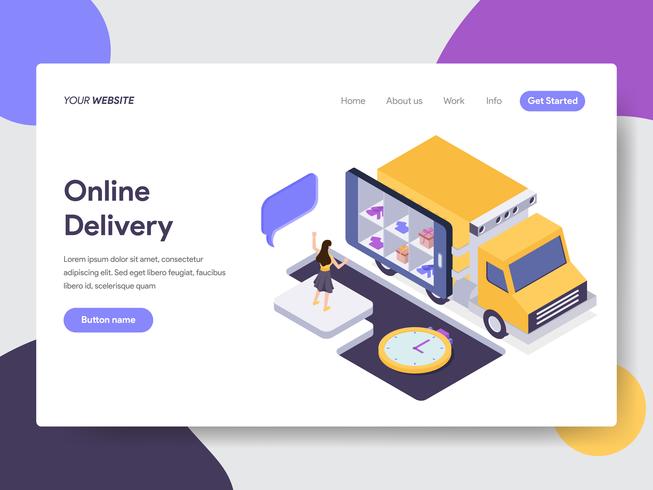 Landing page template of Online Tracking Illustration Concept. Isometric flat design concept of web page design for website and mobile website.Vector illustration vector