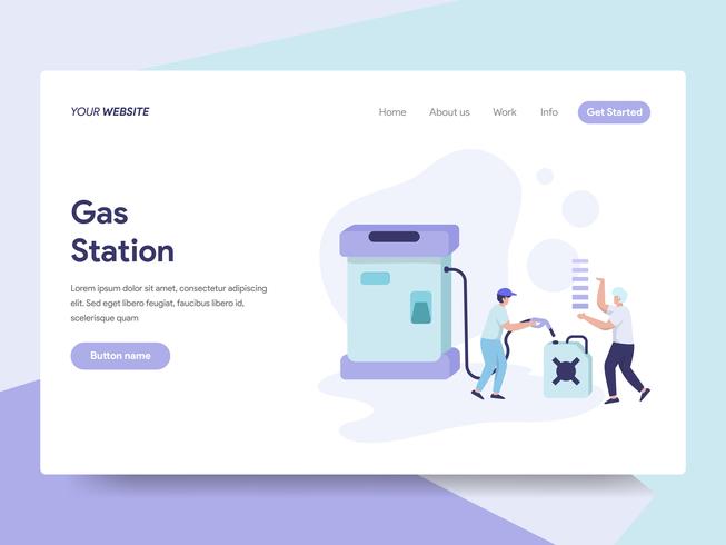 Landing page template of Gas Station Illustration Concept. Isometric flat design concept of web page design for website and mobile website.Vector illustration vector