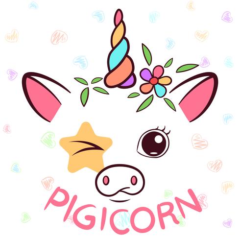 Funny unicorn, pigicorn characters. Pig illustration. vector