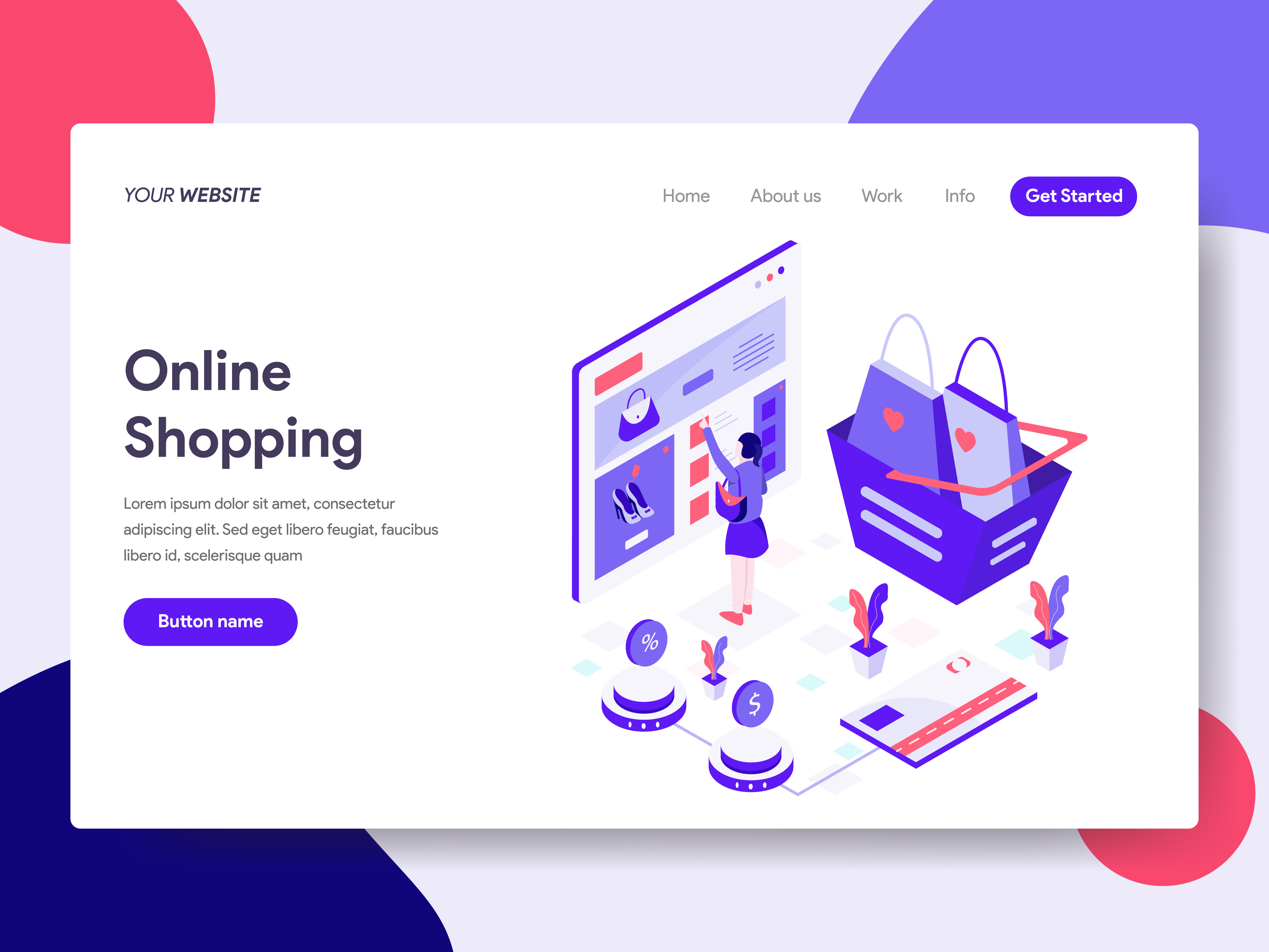 Landing Page Template Of Online Shopping Illustration Concept 