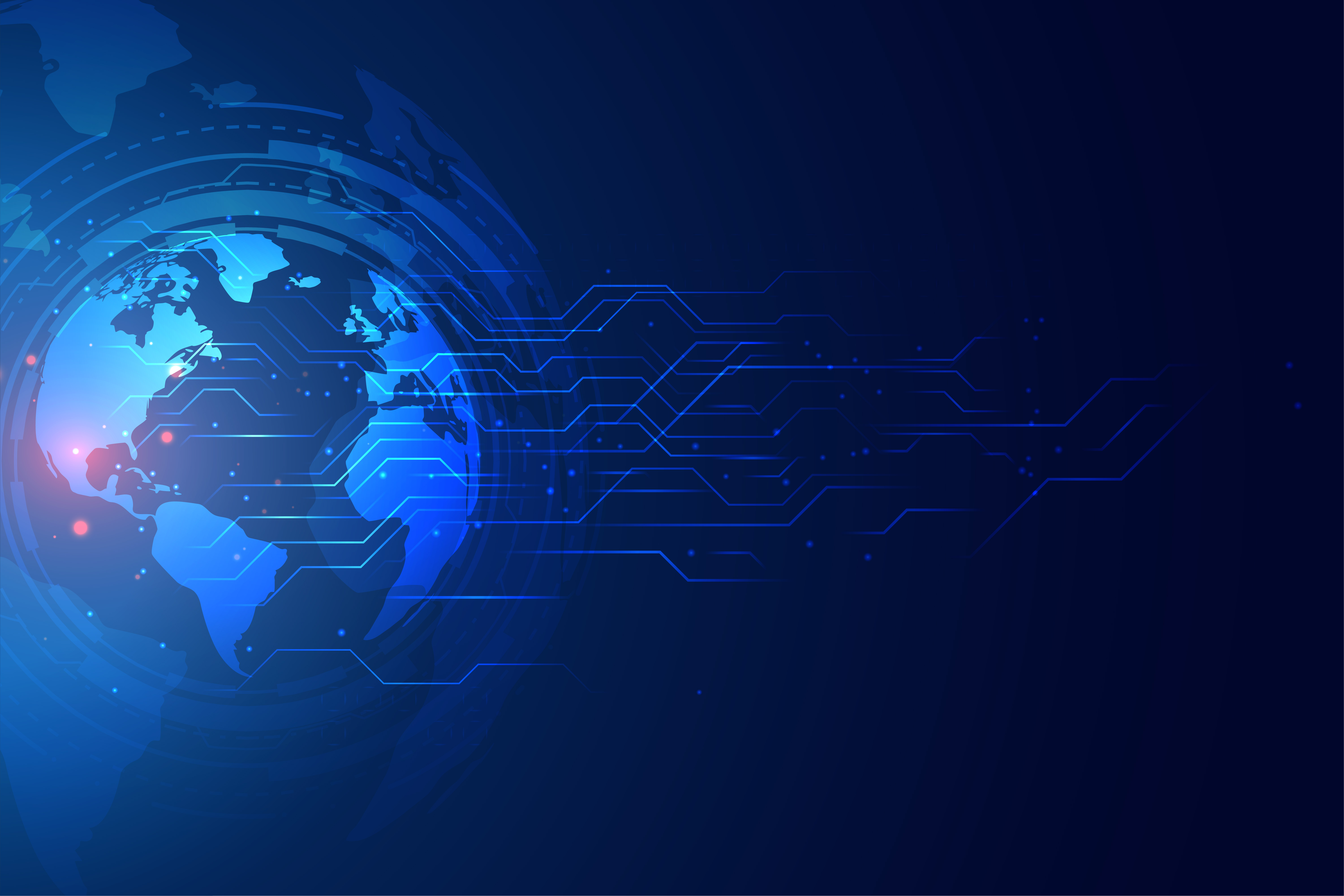  digital  global technology banner  with circuit diagram 